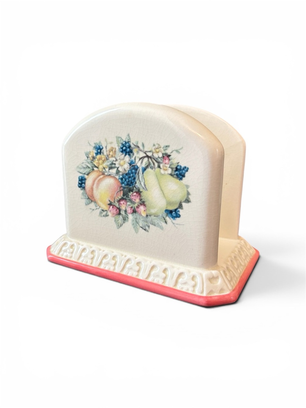 Vintage Avon Sweet Country Harvest Fruit Floral Napkin Holder